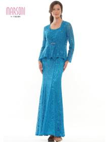 Women modeling a blue Jade K258054 mothers dress
