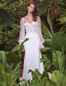 Women modeling a beautiful Maggie Sottero style 24MB163A in a jungle. 