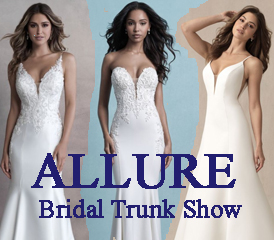 Three models wearing Allure bridal gowns. Allure logo at bottom kind of detracts.