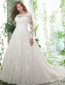 This style is in Plus Size in our store for you to try on! Women modeling MB Bride SKU 73016