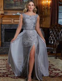 Woman modeling a stunning mother of the bride dress