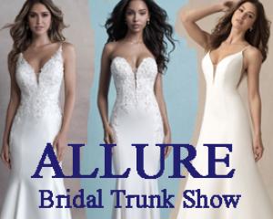 Three models wearing Allure bridal gowns. Allure logo at bottom kind of detracts.