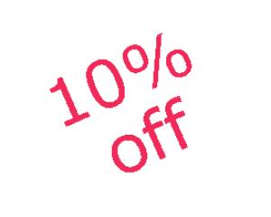 Text in red saying 10% off