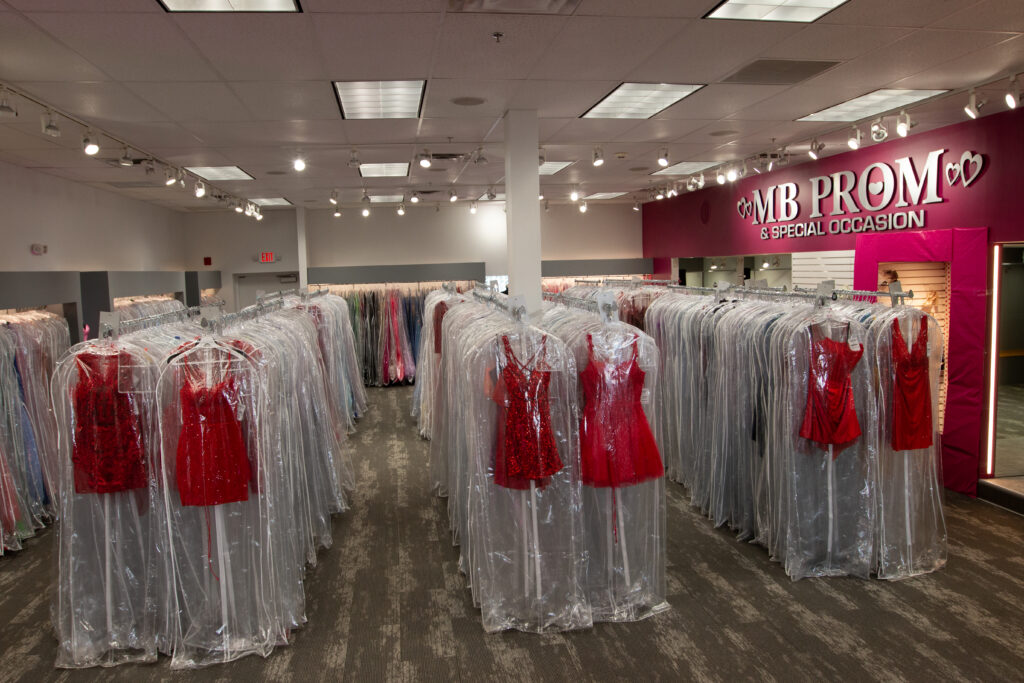 Picture showcasing MB Prom and their vast selection of over 2000+ long and short prom and homecoming dresses!